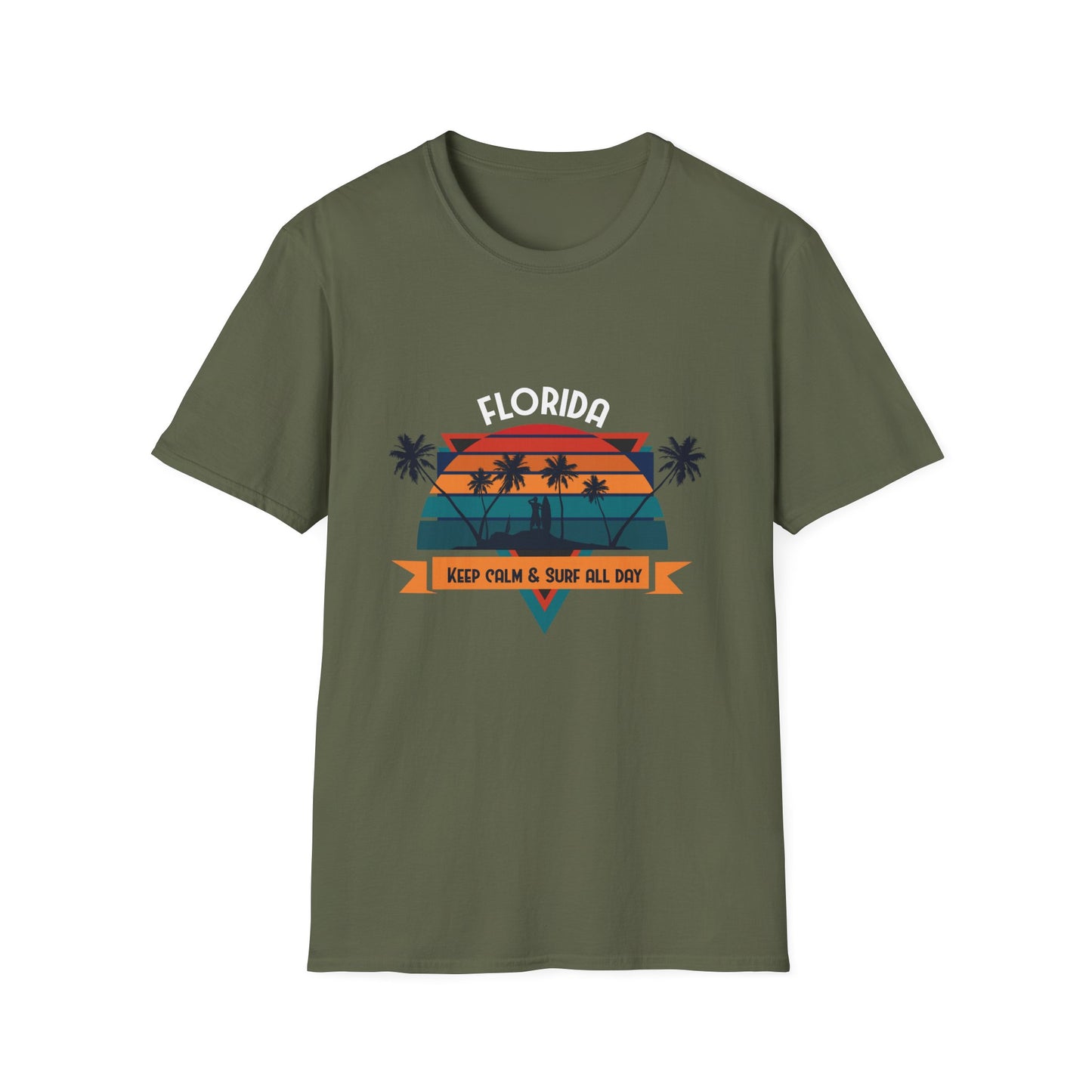 Surfer T-Shirt - Florida Keep Calm and Surf All Day Design