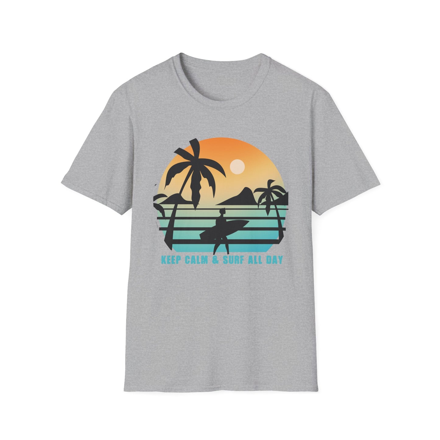 Surf All Day Unisex T-Shirt with 'Keep Calm' Design