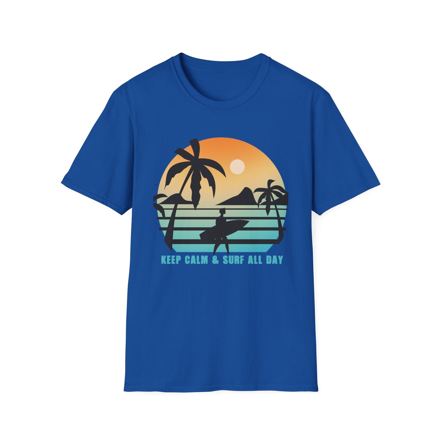 Surf All Day Unisex T-Shirt with 'Keep Calm' Design