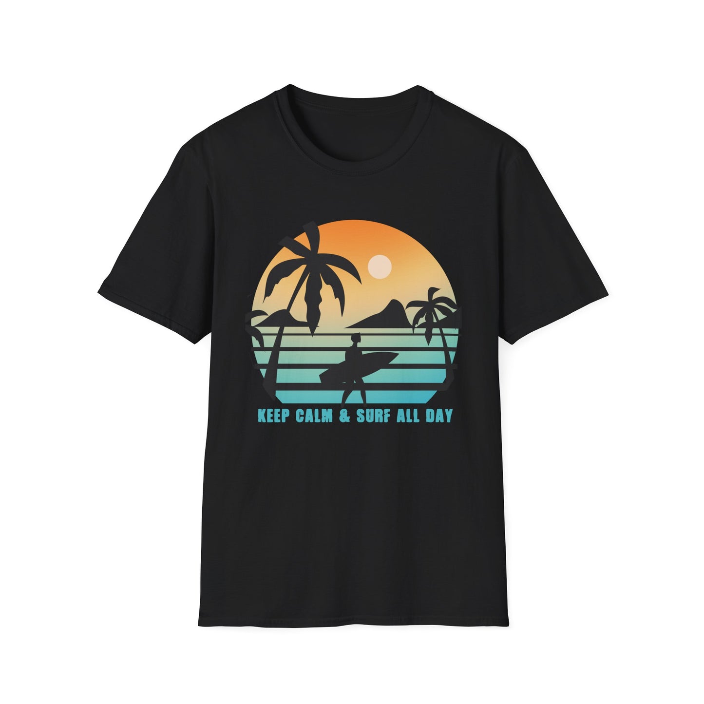 Surf All Day Unisex T-Shirt with 'Keep Calm' Design