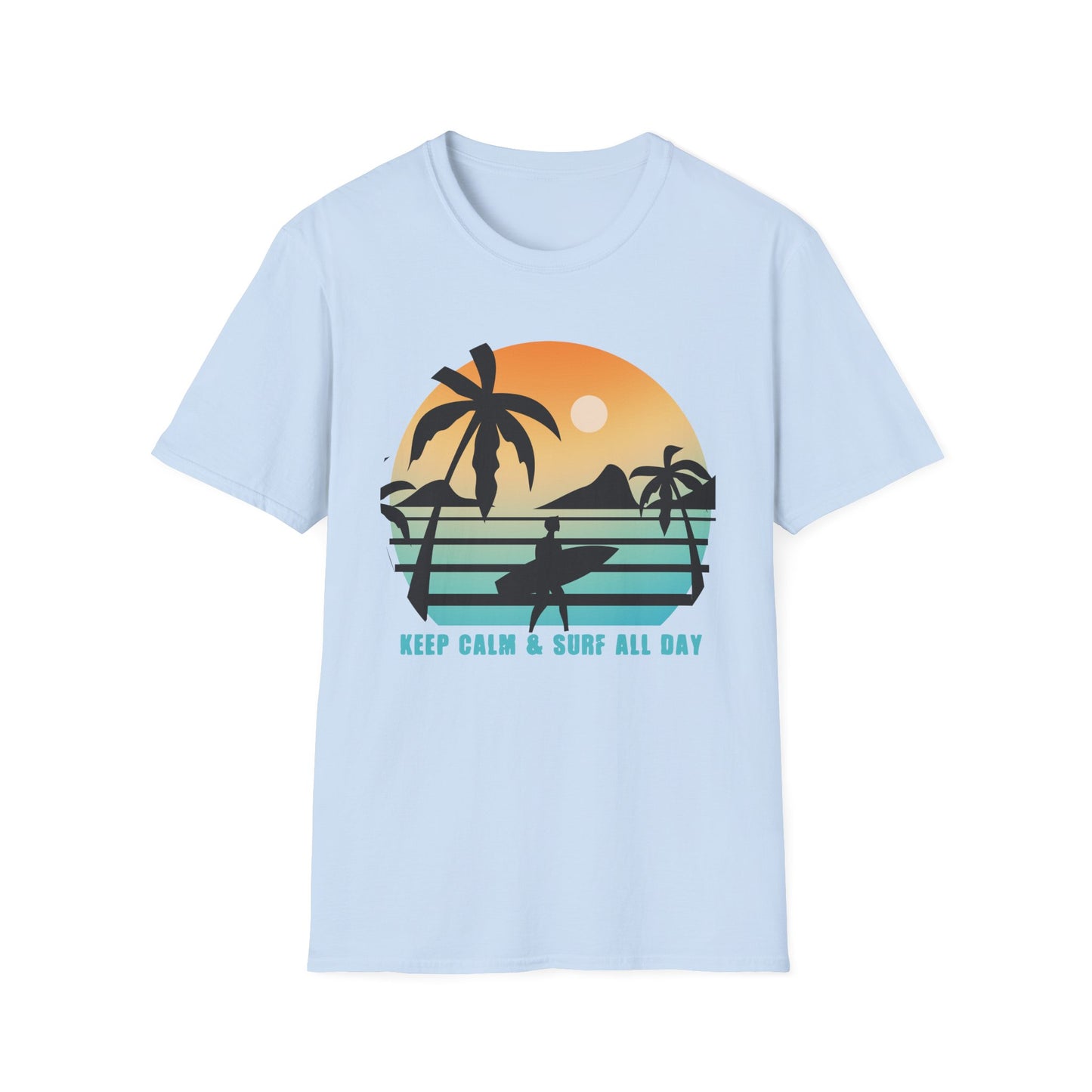 Surf All Day Unisex T-Shirt with 'Keep Calm' Design