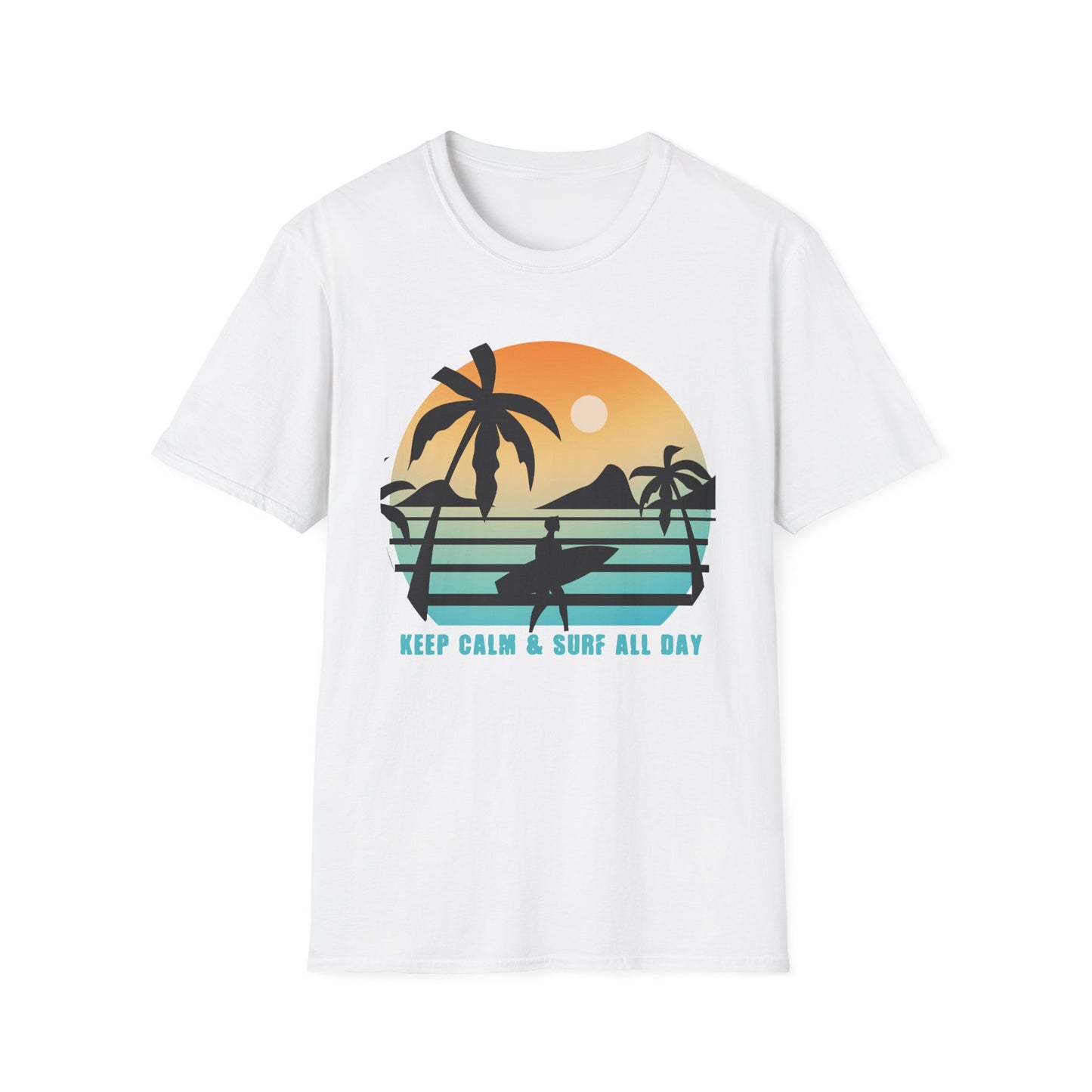Surf All Day Unisex T-Shirt with 'Keep Calm' Design