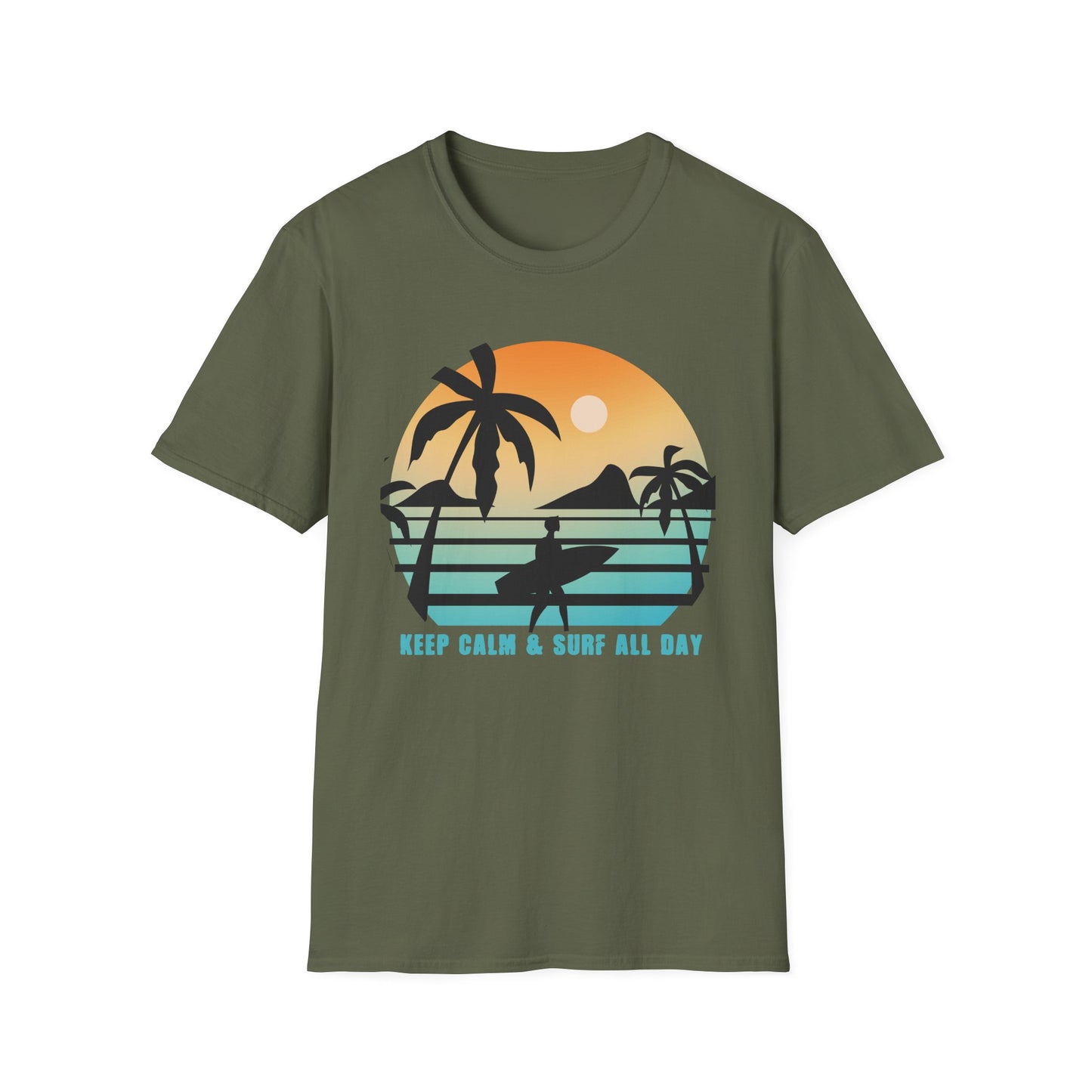 Surf All Day Unisex T-Shirt with 'Keep Calm' Design