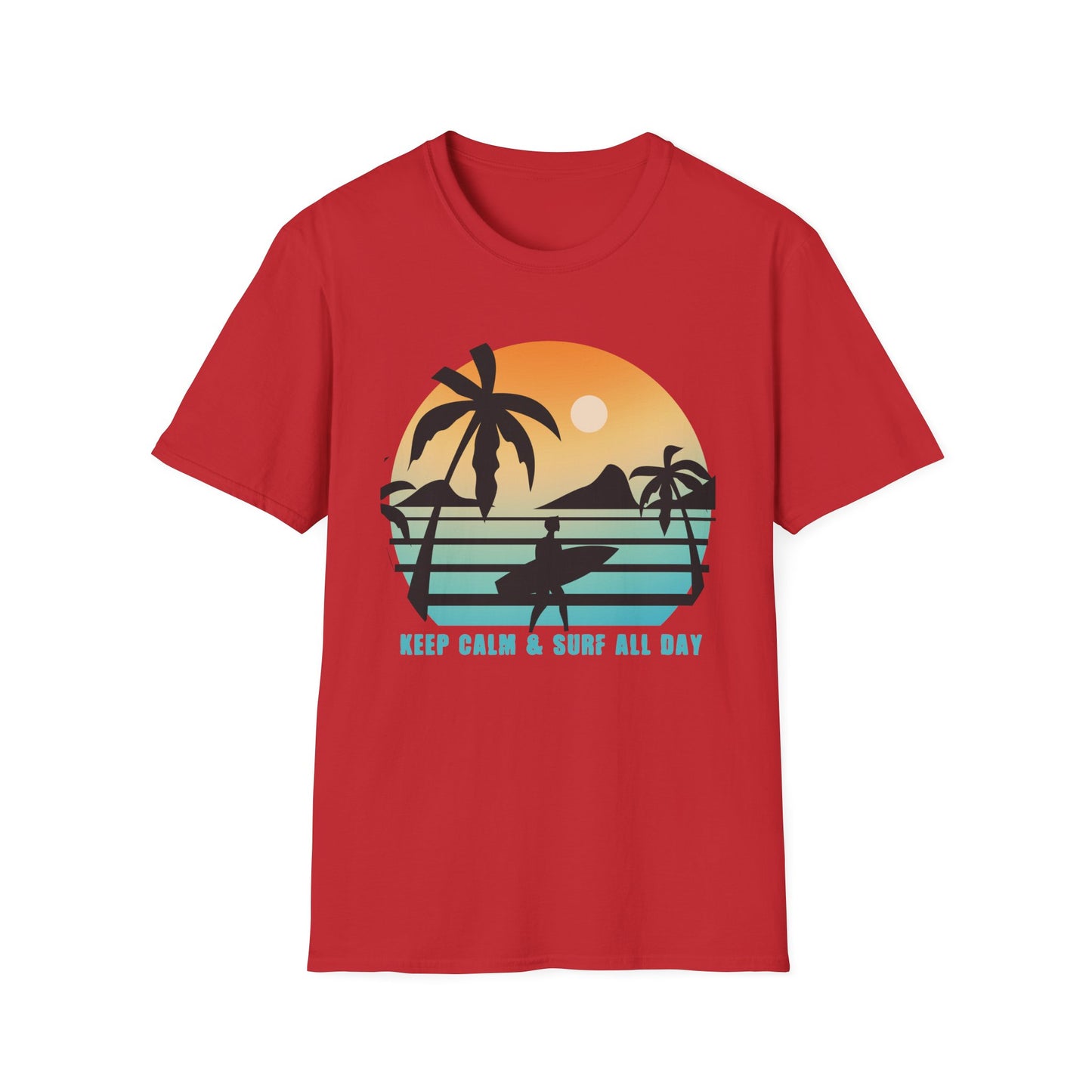 Surf All Day Unisex T-Shirt with 'Keep Calm' Design