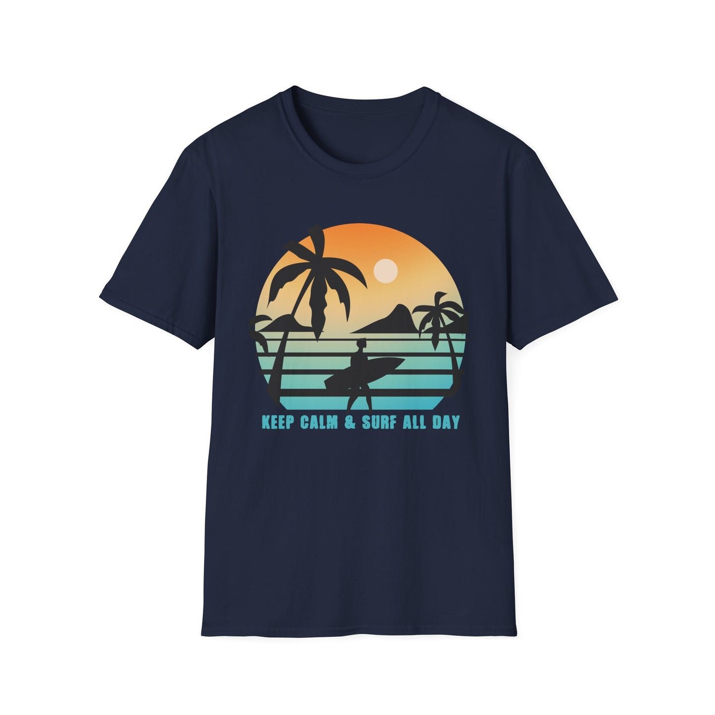 Surf All Day Unisex T-Shirt with 'Keep Calm' Design