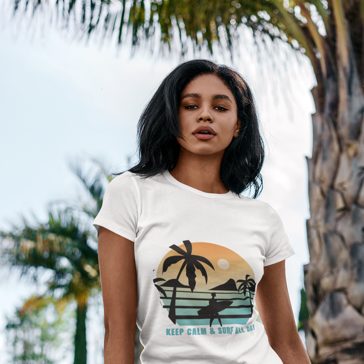Surf All Day Unisex T-Shirt with 'Keep Calm' Design